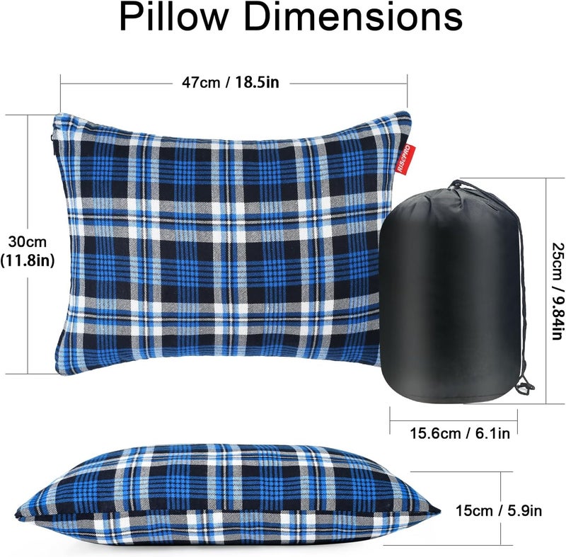 RISEPRO Outdoor Camping Pillow Lightweight, Compressible, Flannel Travel Pillow Cases, Washable Removable Pillow Cover Camping and Backpacking Blue - Image 2